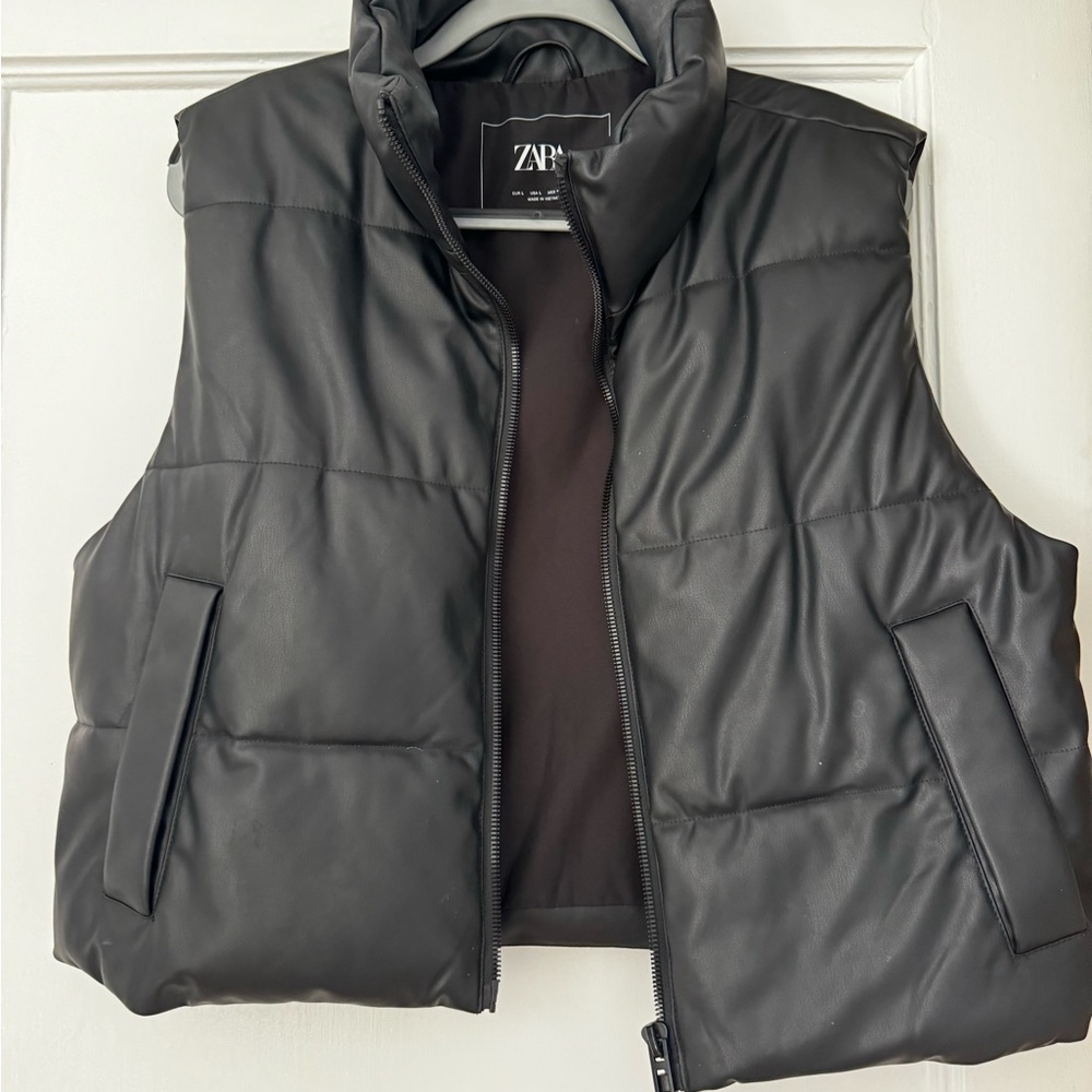 Zara Dark Charcoal Quilted Puffer Vest